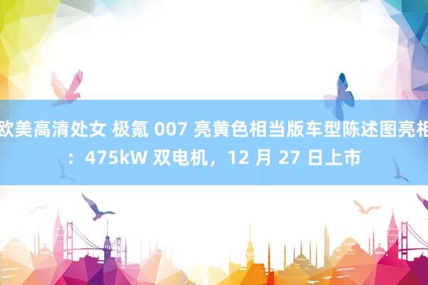 欧美高清处女 极氪 007 亮黄色相当版车型陈述图亮相：475kW 双电机，12 月 27 日上市